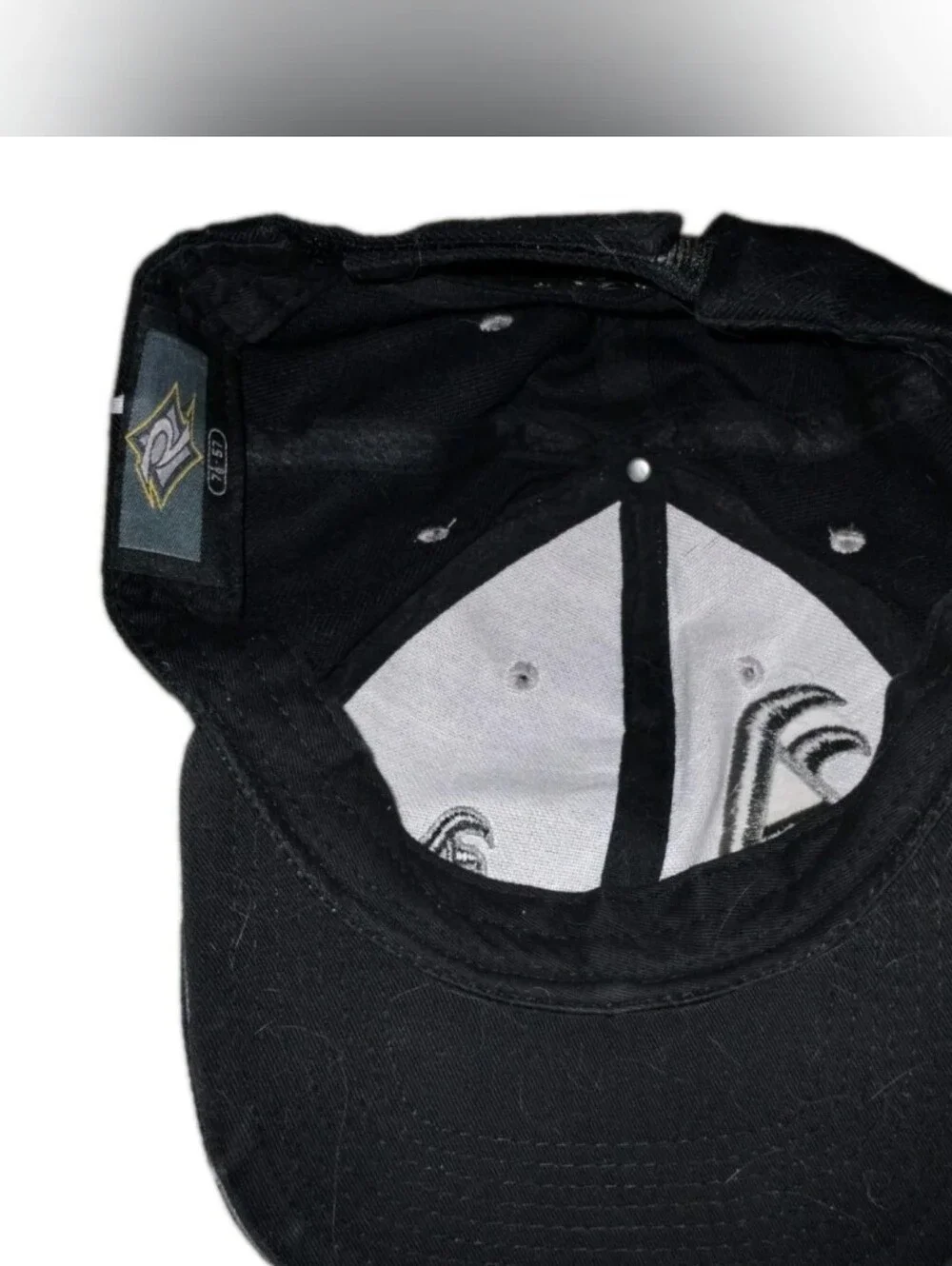 3 'A' Embroidered Black Baseball Cap with White Pinstripes Adjustable